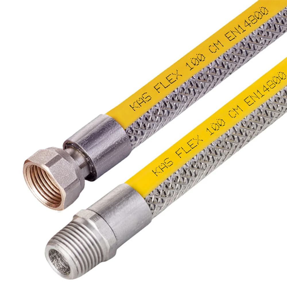 Kas Örgülü 50 Cm Doğalgaz Bağlantı Flexi Somun Nipel 1/2-1/2